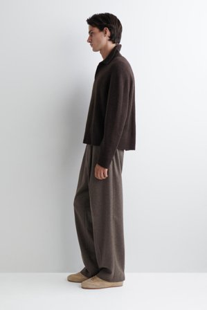 COS Men's Polo De Lana Cepillada in Marrón