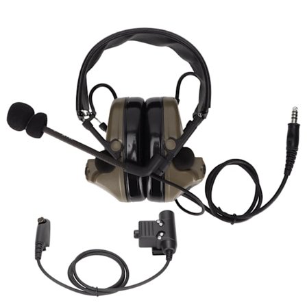 Militært Headset Standard 7.1mm Hørselvern med U94 PTT for Motorola GP338 GP328 GP340 GP380 Militærgrønn