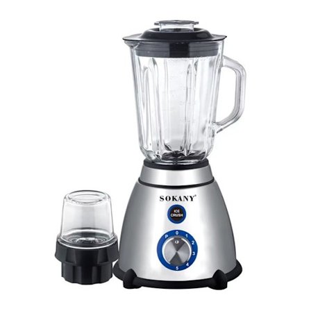 Blender Mixer SK-03031 Multifunktion 2-i-1 800W 1.5L med Kvarn Sokany Silver