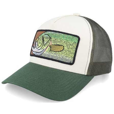 Skillfish - Grå trucker Keps - Big Black Bass Box Stone/Olive/Dark Green A-Frame Trucker @ Hatstore