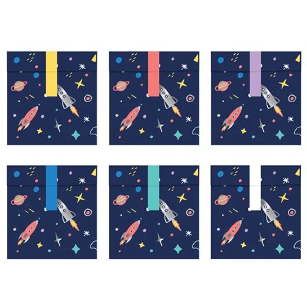 Rymden Papperspåse 13x14cm 6-pack - Rymden Kalas Dekoration - Kalaslagret.se