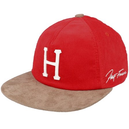 HUF - Rood snapback Cap - Corduroy Classic H 5 Panel Red Strapback @ Hatstore