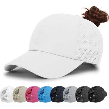 Dame Baseball Cap - Hestehale Solhatt Hurtigtørkende Løpehette Dame Golf Caps Criss Cross Justerbar Trucker Caps for Kvinner Jenter
