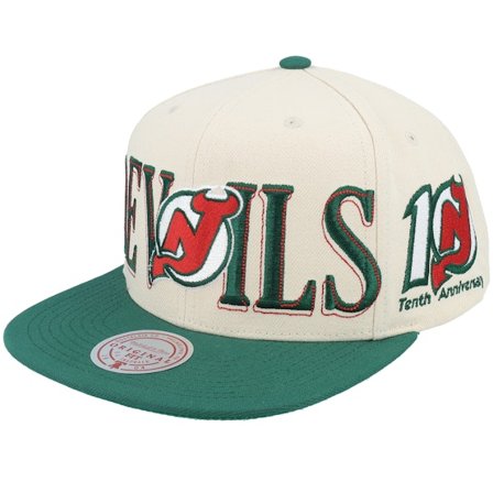Mitchell & Ness - Beis snapback Gorra - New Jersey Devils Across The Board Cream/Green Snapback @ Hatstore