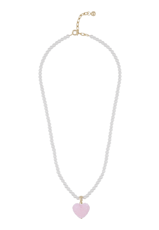 SNÖ of Sweden Sugar Hearts Pendant Pearl Neck 45 Halsband Dam Guld cm