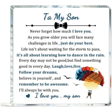 Søn Gaver Fra Mor Og Far Akrylblok Plade Bordindretning Skilt Dimissionsgave Til Søn Sønnesøn Mor Sønner Gaver Fødselsdagsgave