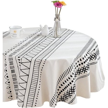 Bohemian geometrinen pöytäliina puuvillapellava boho pöytäliina valkoinen ja musta pöytäliina