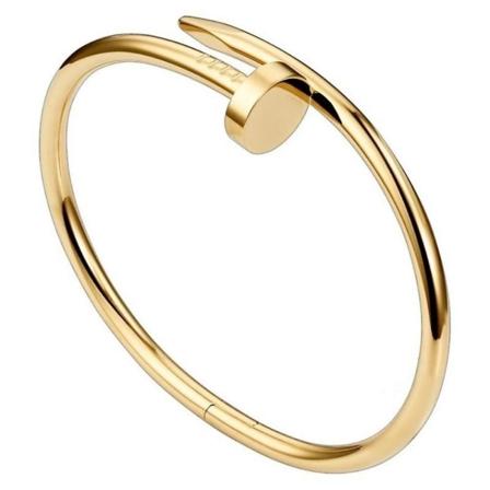 Moderne rustfrit stål armbånd med sømhoved - Glat overflade Gold