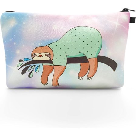 Liten sminkepung for veske Mini kosmetikkveske for kvinner og jenter Lomme Reisetoalettsak Koselig mønster Blyantveske med søt dovendyrtrykk