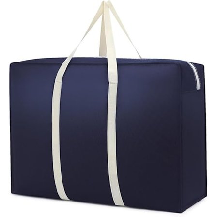 Stor Kapacitet Flytningstaske Stor Vævning Bærbar Rejsebagage Opbevaringspose Dyne Tøj Hundetaske Engros (Beige-Blå, Stor 78 * 55 * 25)