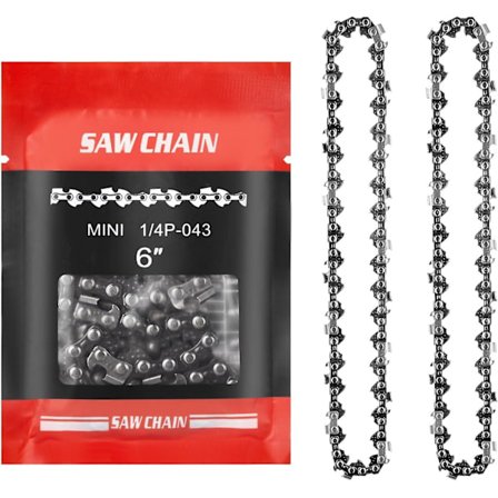 2 stk. Udskiftningskæder til 6 tommer Mini Elektrisk Motorsav, Motorsavskæde 37 Drivled, 1/4" Pitch, Effektiv Skæring 15 cm