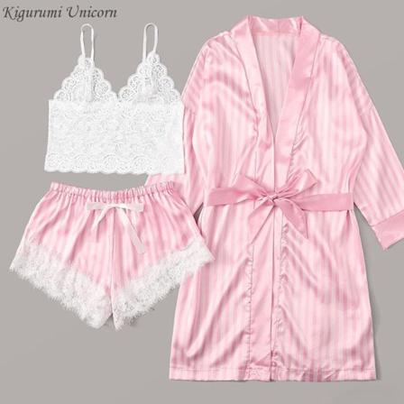 3st Kvinnors Spets Pyjamas|S|rosa rosa S