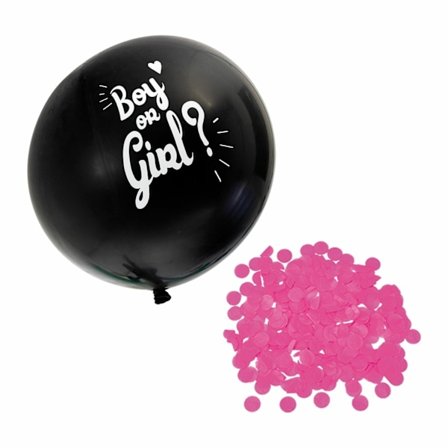 Latexballong "Boy or Girl?" 60cm inkl rosa konfetti