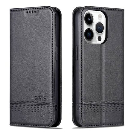 iPhone 15 pro - Pl nboksfodral i L der med 3-kortfack