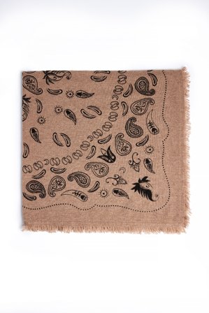 NA-KD Grand foulard en maille de laine à imprimé cachemire - Écharpes & Foulards - Marron - One Size