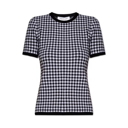 Michael Kors, Checked T-shirt Zwart, Dames, Maat:M