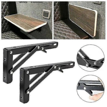 2 stk. Sort Finish Camper Van Foldebeslag Bordhylde Interiørtilbehør Til Autocamper Campingvogn
