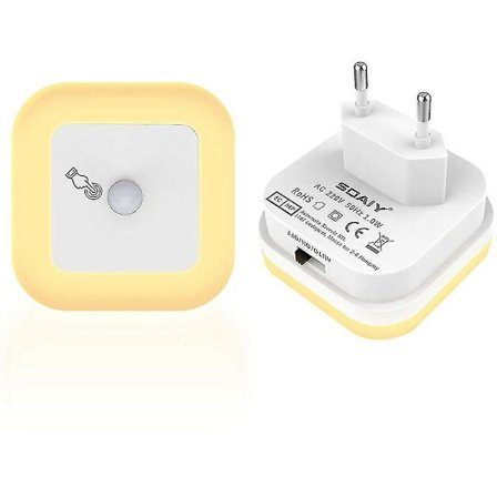 Himmennettävä LED-yövalo liikeanturilla, pistorasiaan asennettava, äärettömästi säädettävä kirkkaus