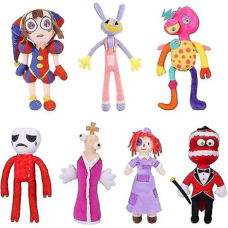 Den fantastiske digitale sirkusplysj, 7 stk. Digital Circus Plushies leketøy for TV-fans gave