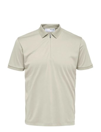 Slhfave Zip Ss Polo Cream Selected
