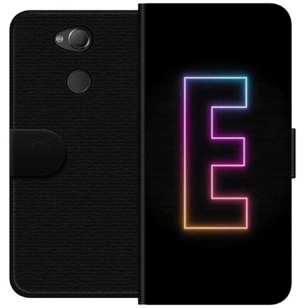 Kompatibel Tegnebogsetui til Sony Sony Xperia XA2 Minimalistisk neonbogstav E i lyse farver mod mørk baggrund i moderne og stilren design