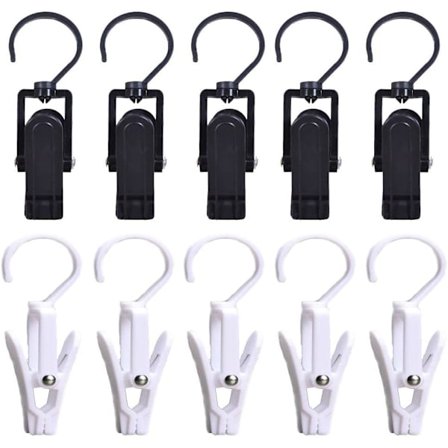 10 st hängande tvättklämmor i plast med roterande handdukshängare