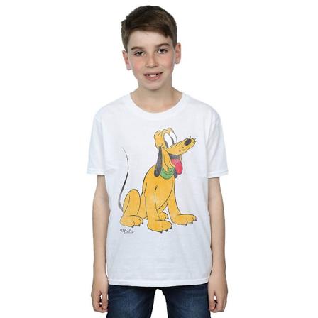 Disney Boys Classic Pluto Bomull T-shirt 7-8 År Vit White 7-8 Years