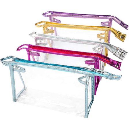 5-pak Gennemsigtig Vandtæt Kosmetiktaske med Lynlås, Bærbar PVC Gennemsigtig Makeup Taske