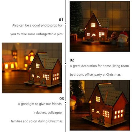 Ny rustikk LED-kirke i tre, DIY juletrelandsby i tre, for å lyse opp julepynt 2020 juleverkstedet, med belysning