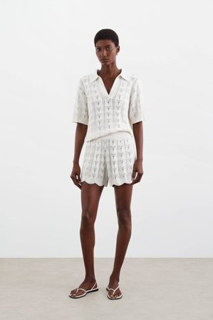 Soft Goat - Crochet Shorts - Kaschmirhose für Damen - XL - Off White
