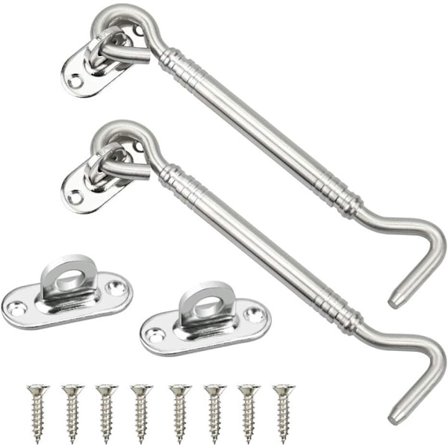 2 st Hyttkrok Fönsterkrok Antik Rostfritt Stål Skyddsgrind_Specialgåva