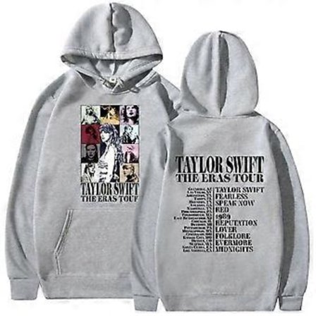 Taylor Swift The Best Tour Fans Par Hoodies Langarmet Trykket Hettestroffe Høstgenser (Lys Grå)