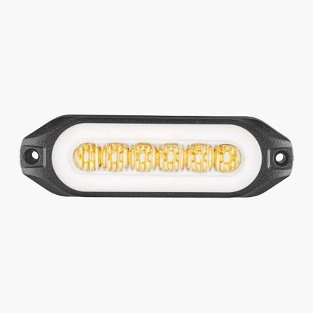 Sidomarkering med vitt positionljus och orange blixtljus