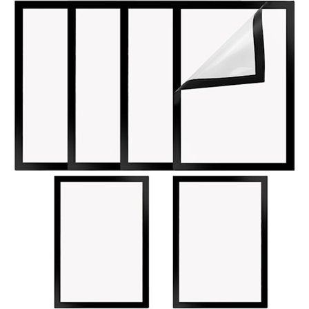 Set med 6 självhäftande magnetiska fotoramar - Självhäftande magnetisk ram - Väggdekoration - Fotoram för att fästa på väggen