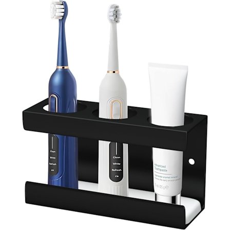 Tannbørsteholder (Svart 3 hull), Veggmontert tannbørsteholder