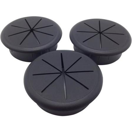 Sett med 3 fleksible kabelgjennomføringer i plast, 60 mm i diameter - Svart