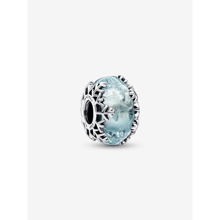 Pandora - Vinterblå Snöflinga Murano Berlock - Sterlingsilver