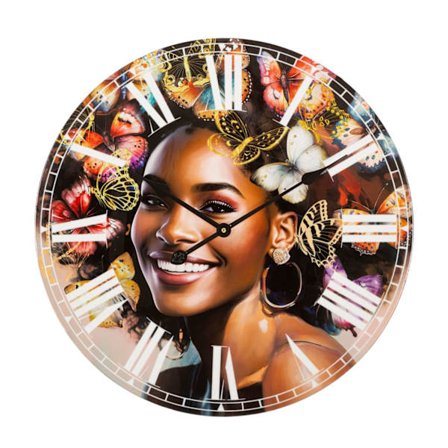 Väggklocka Ø 60 cm – Fjärilsdesign