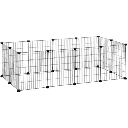 Rootz Animal Run - Justerbar boks - Dyrebur - Marsvineindhegning - Mesh House - 143 x 73 x 46 cm - Sort