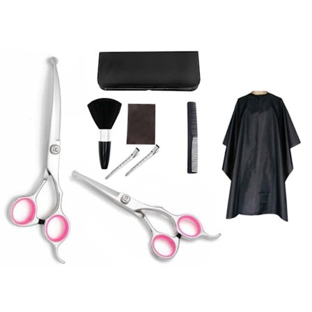 Delux Frisörkit för Barn - 8-delar Rosa inklusive Frisörförkläde - Enfärgat Deluxe Svart på köpet!