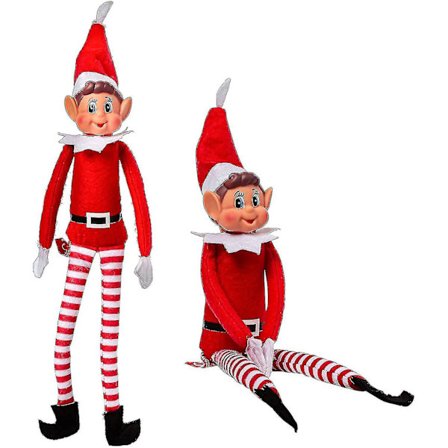 1 X Elf som beter sig illa med kardborre i handen - Leggy Elf Soft Plush - Julnyhet Leksak - Elf med hatt och tagg Julhelg Ny