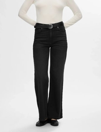 Selected Slfalice Hw Wide Long Black Jeans Noos - Black - 32 x 32
