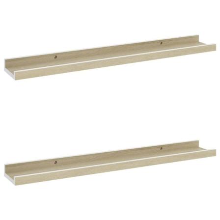 Vidaxl Vägghyllor 2 St Vit Och Sonoma-ek 60x9x3 Cm Vit