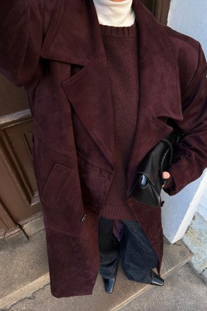 NA-KD Trenchcoat aus Wildlederimitat in Übergröße - Trenchcoats - Burgundy - EU 44