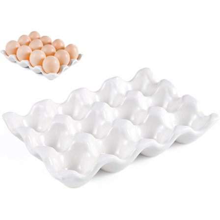 Keraaminen munatarjotin 12 munalle - Tusina posliininen munateline säilytysastia koristeellinen tarjoilulautanen