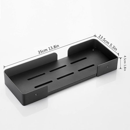 Duschhylla utan borrning Hörnhylla Badrumshylla, Rostfri aluminiumväggfäste för kök och badrum - Svart