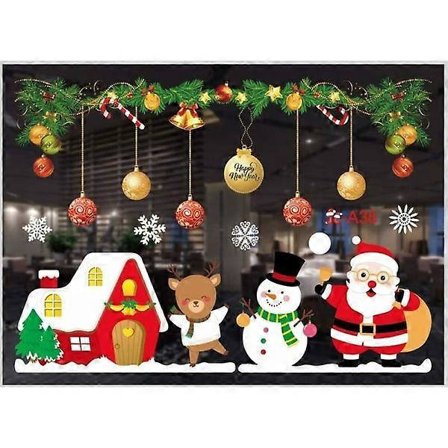Jul fönsterdekaler, jul fönsterdekal, jul väggdekal dekoration, juldekal för fönster butiksfönsterglas, jul s
