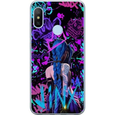 Kompatibel Mobilcover til Xiaomi Xiaomi Mi A2 Lite Farverig graffiti illustration med en karakter med blåt hår i en urban street art stil