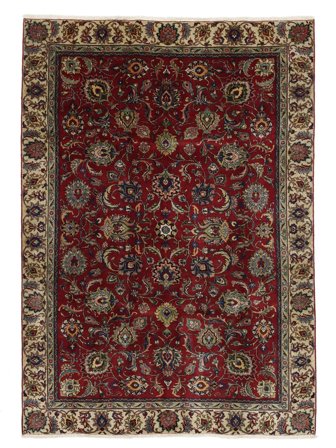 Noué À La Main Tabriz Tapis 213X295 D'orient De Laine Noir/Marron