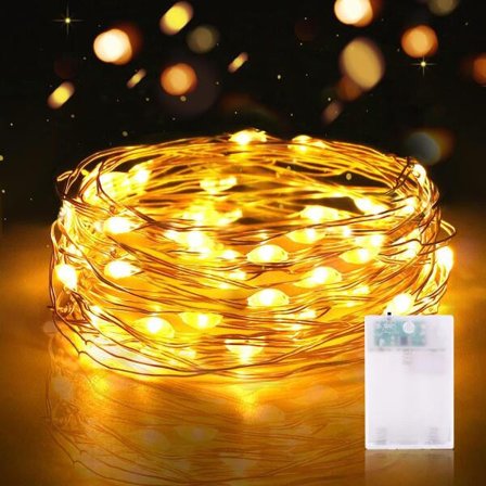 Batteridriven ljusslinga med timer, 3 meter 30 LED-slinga batteridriven trådlös ljusslinga vattentäta lampor för rum, fest, jul, bröllopsdekoration 